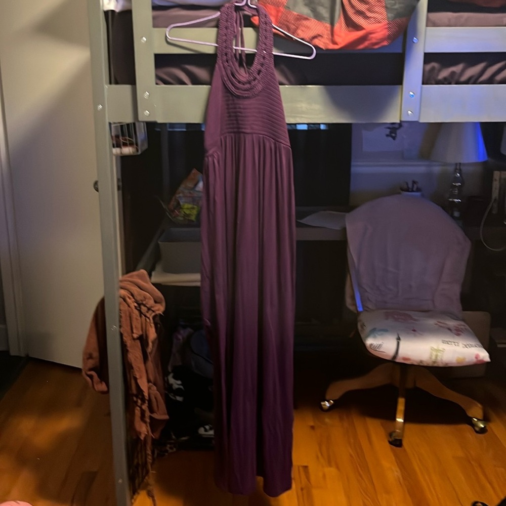Purple long beach tip dress